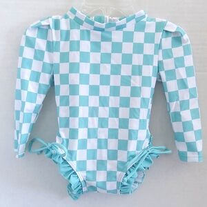 one piece long sleeve With Ruffle Trimming swimsuit size 6-12 months (NWOTS)